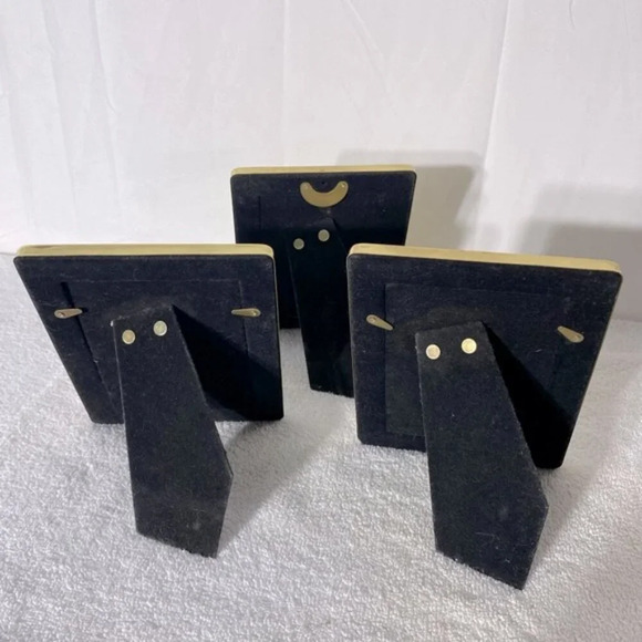 Vintage Gold Brass Tone Diagonal Ribbed Texture Picture Frames X3 - Picture 2 of 13